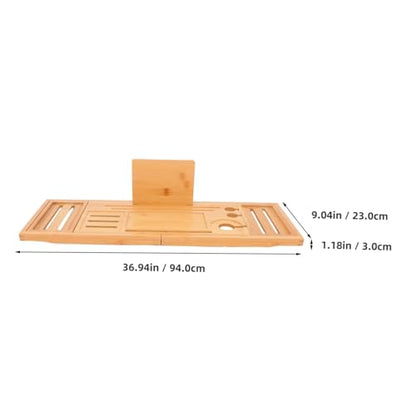 SOLUSTRE Expandable Bamboo Bathtub Tray Table for Bath Accessories Adjustable Bath Tub Organizer Soap Shampoo Wine Holders