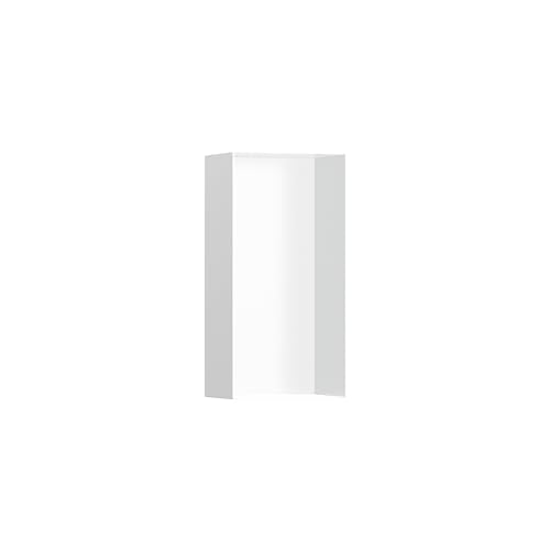 hansgrohe XtraStoris Minimalistic Recessed Wall Niche with Open Frame 12"x 6"x 4" in Matte White, 56070700 - color: Matte White, size: 12"x 6"x 4"