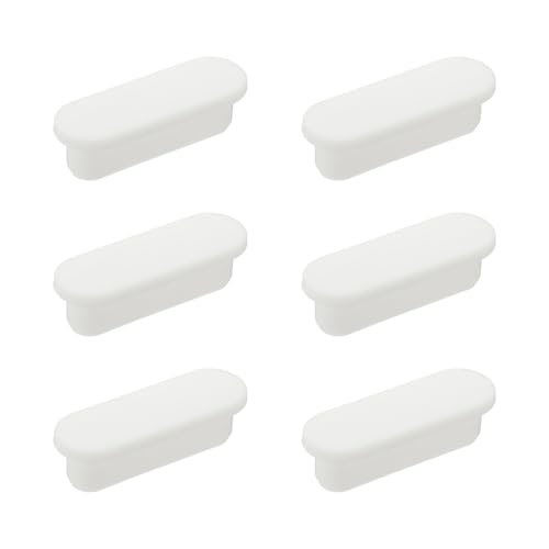 uxcell 6Pcs Sink Overflow Ring, Universal Sink Overflow Drain Cover, Insert in Hole Silicone Cap Oval Caps for Bathroom Kitchen Basin Wash Basin, White
