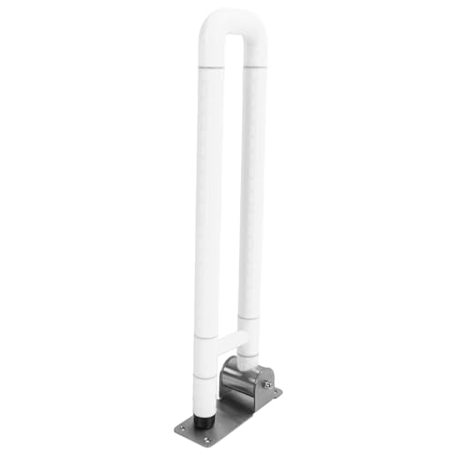 Foldable Toilet Grab Bar, Stainless Steel Flip Up Handicap Grab Bar Handrails, Anti Slip Safety Rails Bathroom Seat Support Bars for Elderly Disabled Pregnant Senior (White) - color: White