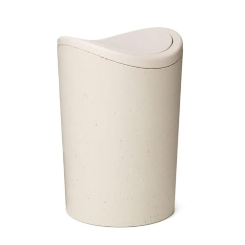 Superio Small Bathroom Trash Can with Lid, Modern White Mini Waste Bin with Swing Lid (1 1/2 Gallon, 6 Liter) Plastic Garbage Can for Kitchen, Bathroom, Bedroom, Office, Under Desk (1, Ecohome) - color: Ecohome