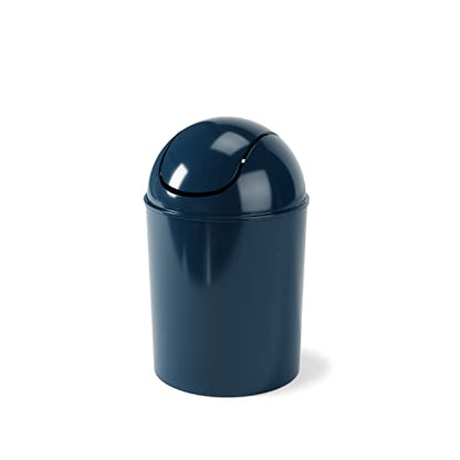 Umbra 1.25 Gallon Mini Waste Can with Removable Swing-Top Lid - Small Garbage Bin for Kitchen, Bathroom, Bedroom, Office - Compact Trash Can Fit Under Tables & Counters - Dark Blue - color: Dark Blue
