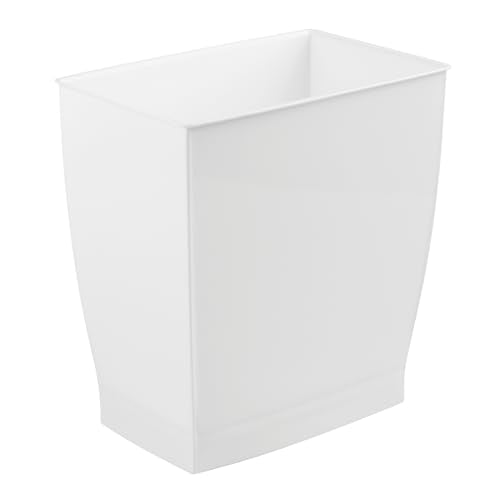 iDesign Small Plastic Bathroom Trash Can, Slim Rectangle, 2-Pack, White | Garbage Bin for Bedroom, Office, Dorm - color: White, style: Pack of 2