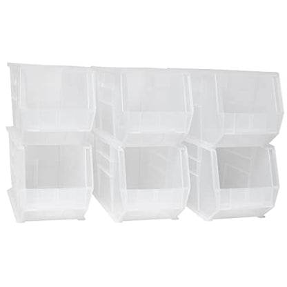 Akro-Mils 30265 AkroBins Plastic Storage Bins, 18"x8.25"x9", Clear, 6-Pack | Space-Saving Stackable Bins for Garage, Pantry, Craft Organization - color: Clear