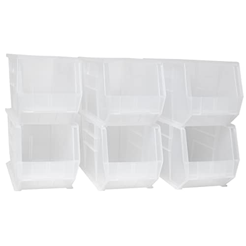 Akro-Mils 30265 AkroBins Plastic Storage Bins, 18"x8.25"x9", Clear, 6-Pack | Space-Saving Stackable Bins for Garage, Pantry, Craft Organization - color: Clear