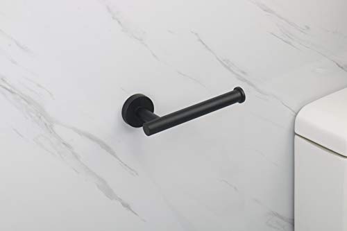 TocTen Toilet Paper Holder, Wall Mounted Tissue Roll Holder for Bathroom, Thicken 304 Stainless Steel Drilling Paper Dispenser Rack for Bathroom Kitchen (Matte Black) - color: Matte Black-round