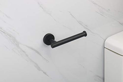 TocTen Toilet Paper Holder, Wall Mounted Tissue Roll Holder for Bathroom, Thicken 304 Stainless Steel Drilling Paper Dispenser Rack for Bathroom Kitchen (Matte Black) - color: Matte Black-round
