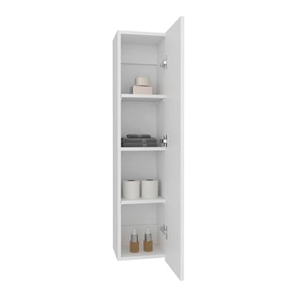 Tuhome Tall Wall Cabinet, 43.3" High Slim One Door Storage with Adjustable Shelves, White Wall Mounted Bathroom Wall Cabinet & Kitchen Wall Cabinet for Toiletries, Towels, Spices