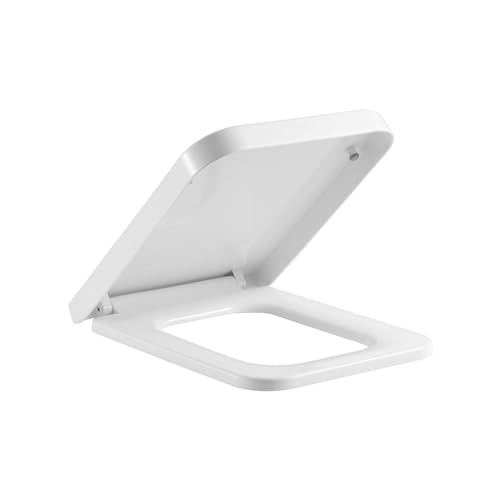 White Square Quick Release Toilet Seat with Cover - Easy Clean, Top Fix Installation, 36 x 47 cm - Universal Fit for Standard Toilets - size: 36*47cm