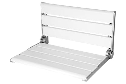 18" Wall Mounted Shower Seat for Adults | Shower Bench Wall Mount for Inside Shower, Fold Down Shower Seat, Shower Seats for Adults - color: White & Aluminum Alloy & Silver