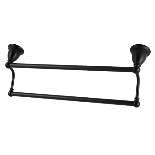 Kingston Brass BA175318MB Heritage 18-Inch Dual Towel-Bar, Matte Black | High quality brass construction for durability and reliability; Design to hold up to 44 lbs; Round flange - color: Matte Black