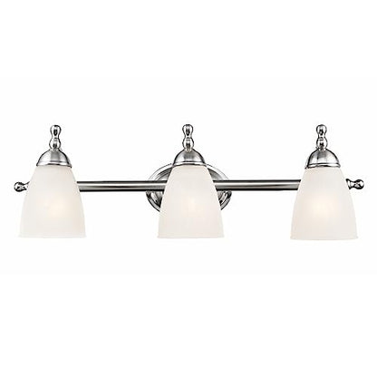 Globe Electric 50783 23" 3-Light Vanity Light, Satin Nickel, Alabaster Glass Shades, Beauty Room Accessories, Bathroom Lights Over Mirror, Makeup Mirror Lights, Wall Light - color: Satin Nickel, Alabaster Glass, 3-Light