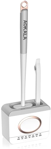 Toilet Bowl Cleaning Set - Silicone Brush with Holder, Deep Cleaning Scrubber - Light Gray - color: Light Gray