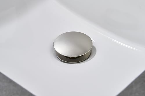 AVSIILE Brushed Nickel Bathroom Sink Drain Without Overflow Vessel Sink Lavatory Vanity Pop Up Drain Stopper, All Metal Rustproof Brass and 304 Stainless Steel - color: Brushed Nickel, style: Non-overflow