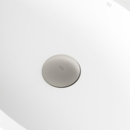 Vigo Bathroom Sink Pop Up Drain Without Overflow, Brushed Nickel Drain Stopper with ClogFree QuickDrain Technology & Matching Mounting Ring - color: Brushed Nickel