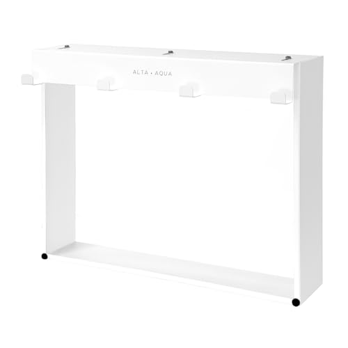 Hanging Shower Shelf with Hooks for Shower Glass Panels | 20"x16" Matte White 304 Stainless Steel | Bathroom Caddy | No-Drill, No-Rust Modern Design - color: Matte White
