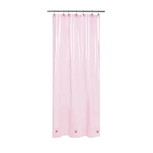 Barossa Design Clear Pink Stall Shower Curtain Liner with 3 Magnets, 36x72 | Waterproof PEVA, 3 Bottom Magnets, Metal Grommets, Lightweight Plastic Shower Liner 36 x 72 Inches for Small Bathroom Stall - color: Clear Pink, size: 36"W x 72"L (Pack of 1)