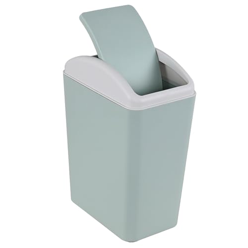 4.2 Gallon Compact Plastic Bathroom Trash Can (Green) | Swing Kitchen Garbage Bin, Space-Saving Design for Home, Bedroom, Office - color: Green