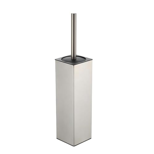 BGL Toilet Brush and Holder Set Brushed Nickel Aluminium Freestanding Toilet Bowl Cleaner Brush and Holder for Bathroom Storage and Organization, Square Design Sturdy and Space Saving - color: Brushed Nickel