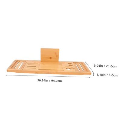 BESTOYARD Expandable Bamboo Bathtub Tray Organizer Phone Holder Multi-Functional Bath Table for Relaxation Bathroom Accessories