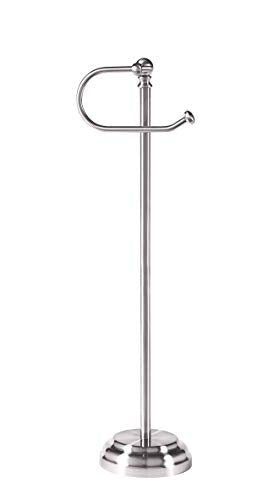 SunnyPoint Classic Bathroom Free Standing Toilet Tissue Paper Roll Holder Stand - color: Brush Chrome