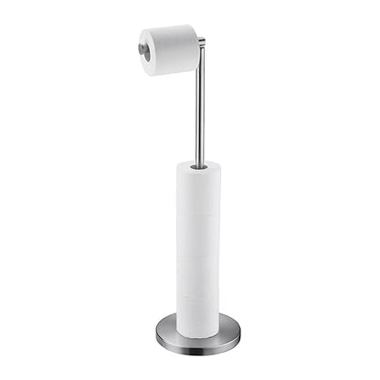 BAGNOLUX Bathroom Toilet Paper Holder Stand with Reserve, SUS304 Stainless Steel Rustproof Pedestal Tissue Roll Holder Heavy Duty, Brushed Nickel - color: Brushed Nickel