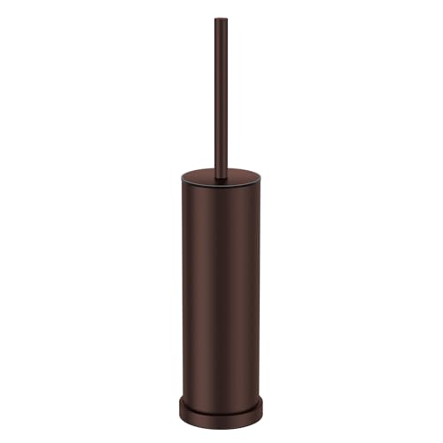 Bronze Toilet Brush and Holder Set，Stainless Steel Heavy Duty Toilet Bowl Brush，Extra Long Handled Modern Toilet Cleaner Brush with Replaceable Head, Removable Inner Bowl, and Splash Protection - color: Bronze, size: 1 Pack