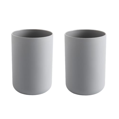 2 Pieces Plastic Bathroom Tumbler Cup Toothbrush Holder Organizer Tumbler Cups for Bathroom Vanity,300ml,Grey