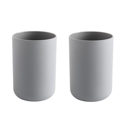 2 Pieces Plastic Bathroom Tumbler Cup Toothbrush Holder Organizer Tumbler Cups for Bathroom Vanity,300ml,Grey