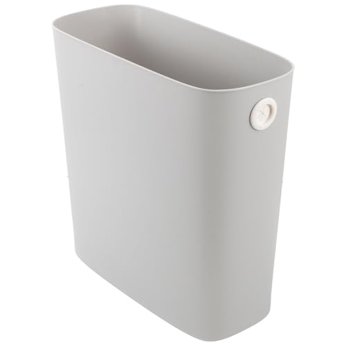 Beaupretty Narrow Trash Can 1pcs Light Gray Plastic Waste Basket for Kitchen Bathroom Bedroom Compact Spaces