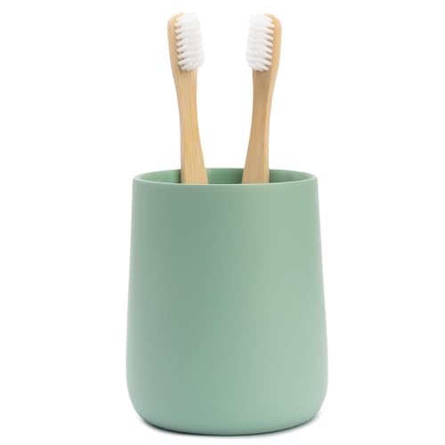 Yew Design Matte Green Bathroom Toothbrush Holder Cup - Round - color: Round Matte Sage Green