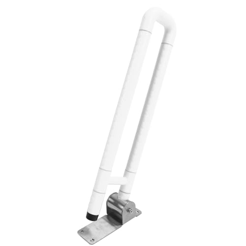 Foldable Toilet Grab Bar Handles, Stainless Steel Flip Up Safety Support Rails, Non Slip Bathroom Seat Assist Bar for Elderly and Disabled, Yellow (White) - color: White