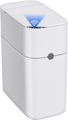 CTIME Touchless Automatic Bathroom Trash Can with Lid for Bathroom | Touchless trash can, Motion sensor,Waterproof trash can, Bathroom trash bin,Odor sealing, Bathroom privacy,Space-saving - size: Small
