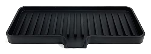 Silicone Soap Dish Tray and Sponge Holder with Drain Chute, Rectangular, Kitchen and Bathroom Sink Organizer (Black, 9"x3.5") - color: Black, size: (MD) 9"x3.5"