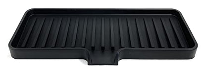 Silicone Soap Dish Tray and Sponge Holder with Drain Chute, Rectangular, Kitchen and Bathroom Sink Organizer (Black, 9"x3.5") - color: Black, size: (MD) 9"x3.5"