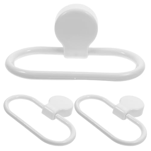 OSALADI 3PCS Self Adhesive Towel Ring Thickened Wall-Mount Hand Towel Holder Rack for Bathroom Kitchen No Drilling Easy Installation White
