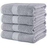 MAURA Premium Bath Towels 100% Cotton 27x54 Ultra Absorbent Quick Dry 4 Pack Soft Terry Bath Towels Set for Bathroom, Hotel and Spa Quality, Cool Grey - color: Cool Grey, size: 27 in x 54 in Bath Towels