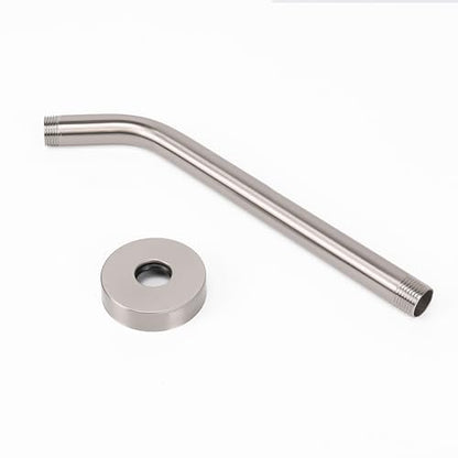 Shower Arm with Flange and Teflon Tape, Wall Mounted Shower Pipe 304 Stainless Steel Extension Arm for Fixed Shower Head & Handheld (12 Inches, Brushed Nickel) - color: Brushed Nickel, style: 12 Inch