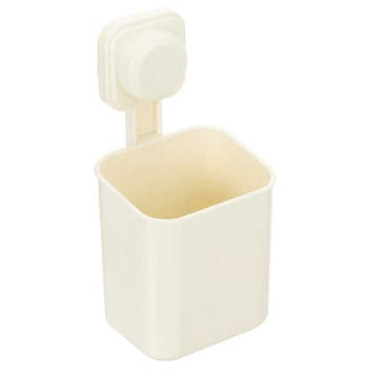uxcell 1Pcs Suction Toothbrush Holder, 4" x 8" Wall Mounted Shower Caddy Organizer Cup for Tooth Brush, Toothpaste, Razors in Bathroom, Kitchen(Cream White) - color: Milky white