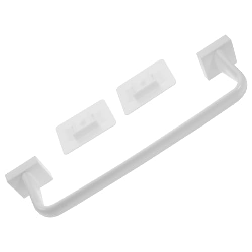 Amosfun 15.74 Inch Adhesive Bathroom Towel Rack No Drill Wall Mounted Towel Bar Holder with Suction Cups for Kitchen and Balcony Storage - color: White