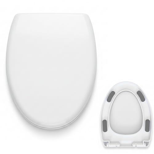 Elongated/V-Shape Toilet Seat Replacement, Soft Close Quiet No Slam, PP