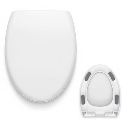 Elongated/V-Shape Toilet Seat Replacement, Soft Close Quiet No Slam, PP