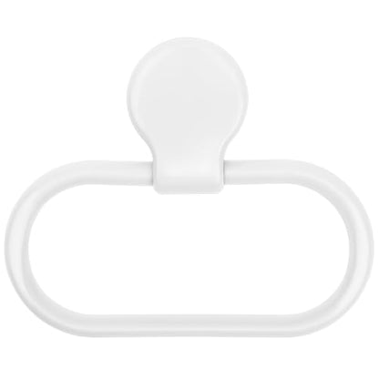 Self-Adhesive White Towel Ring Holder No Drilling Bathroom and Kitchen Wall Mount Abs Material Easy Installation for Hanging Hand Towels and Cloths