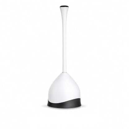 Toilet Plunger with Caddy, Heavy Duty Suction Cup, 19.5 Inch, Compact Holder for Bathroom Cleaning, White