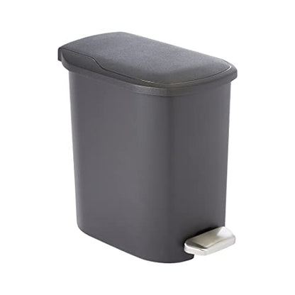 Amazon Basics Compact Plastic Bathroom Trash Can with Soft-Close Lid, Hands-Free Foot Pedal, Removable Inner Bucket, 6L / 1.6 Gallon, Black - size: 6L / 1.6 gallon