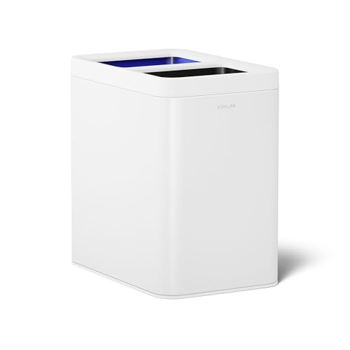 Kohler K-31315-STW 22-Liter Dual-Bin Open-Top Trash Can, White Stainless Steel - color: White Stainless Steel, size: 5.8 Gallon - Open Top