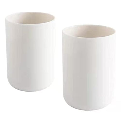 Bathroom Tumblers 2Pcs, Mouthwash Cup, Toothbrush Holders, Drink Mug, Pen Holder, Unbreakable Dishwasher Safe, 10fl.oz(300ml)/Pcs (White & White) - color: White&white