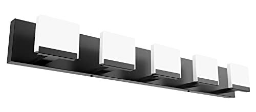 Ralbay LED Modern Bathroom Vanity Light - 5 Light Acrylic Matte Black Vanity Lighting Fixture - color: Black, size: 5-Light
