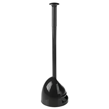mDesign Plastic Freestanding Hideaway Toilet Bowl Plunger with Holder Set - Plunger for Bathroom Storage and Cleaning Organization - Heavy Duty, Space Saving - Aura Collection - Black