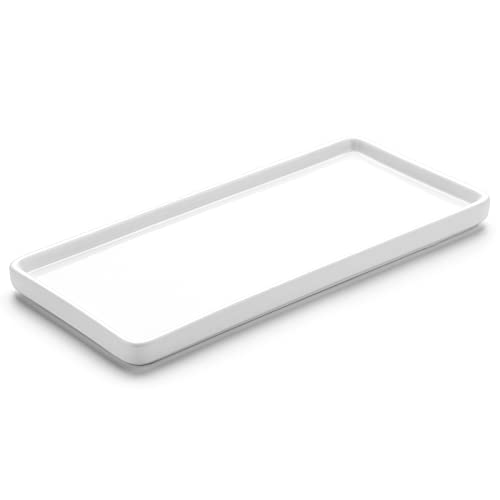 Gurygo 10" Ceramic Vanity Tray for Bathroom Counter - Large Rectangle Kitchen Soap Tray - Ceramic Trays for Kitchen Counter, White - color: White, size: 9.8" x 4.7" x 0.7"